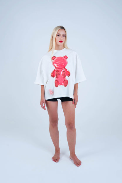 White dirty teddy girl t-shirt