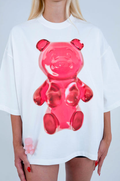 White dirty teddy girl t-shirt